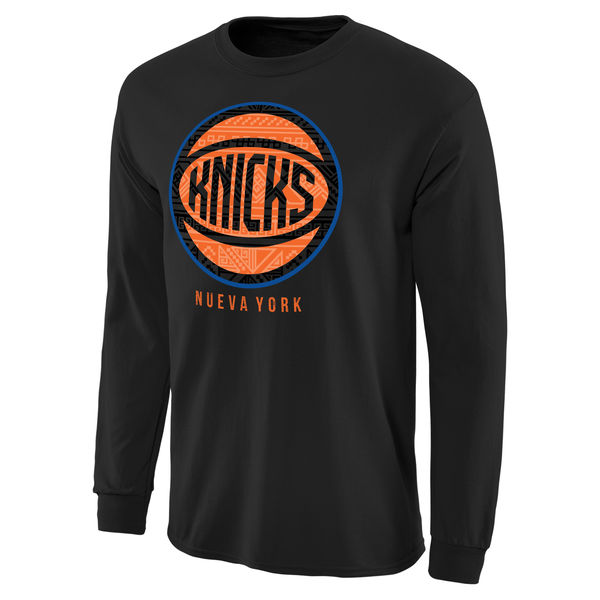 NBA Men New York Knicks Noches Enebea Long Sleeve TShirt Black